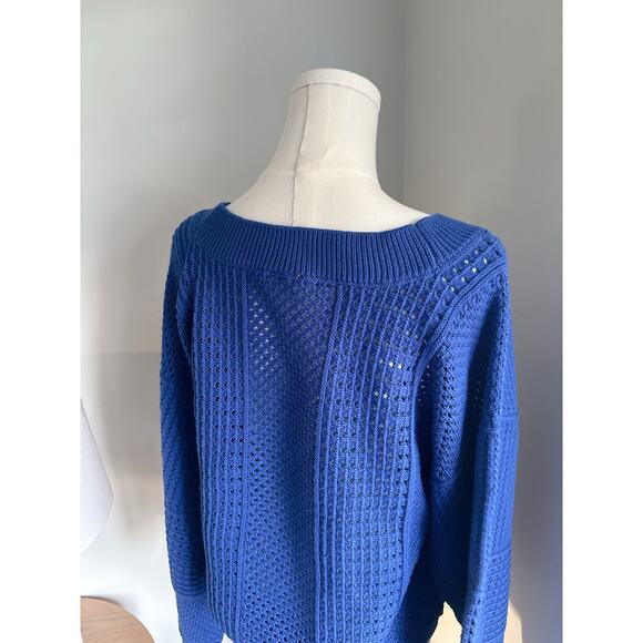 Anthropologie Moth Reese Kimono Blue Boatneck Sweater Womens Small - Picture 9 of 11